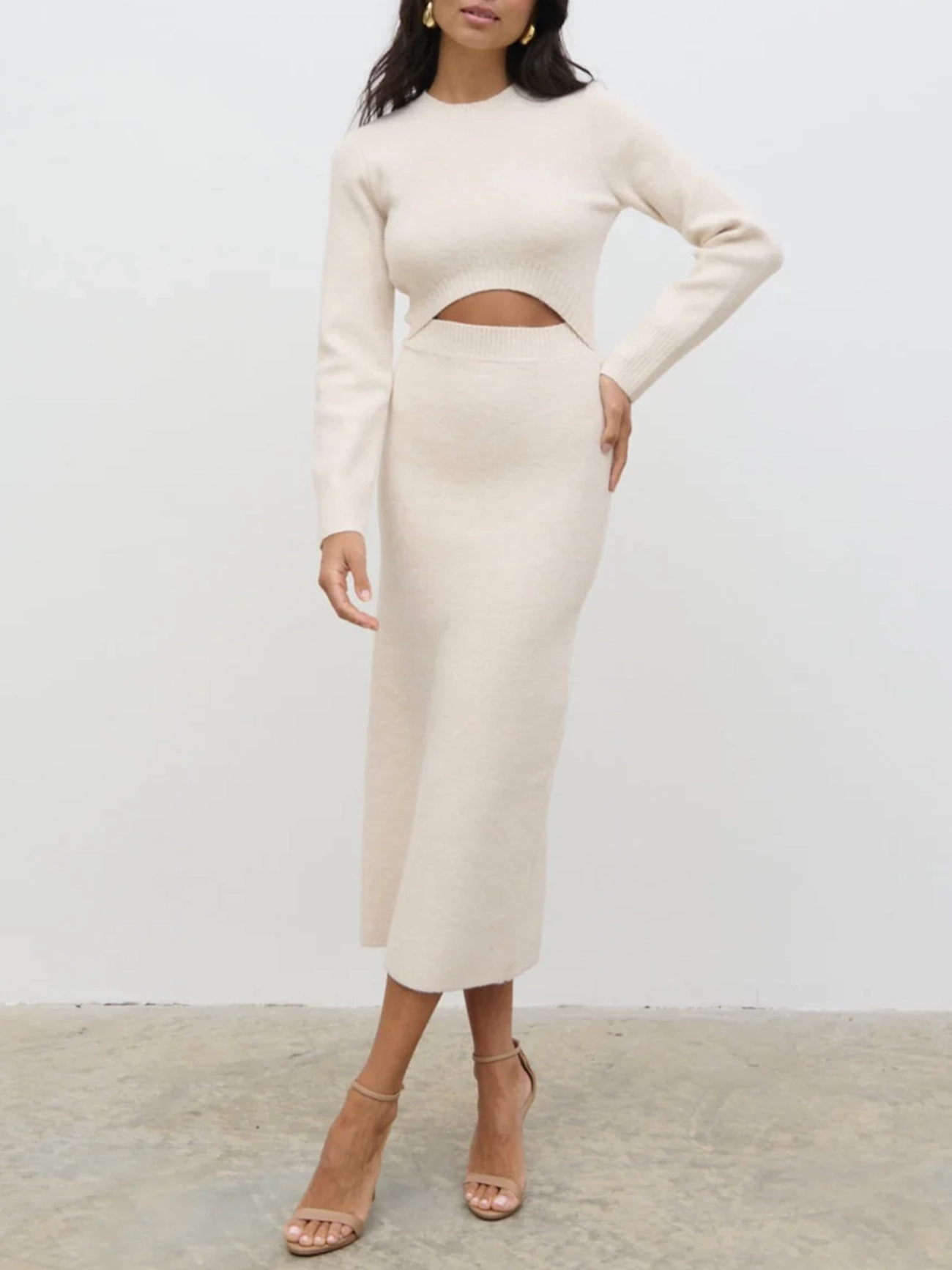 Cut Out Knit Midi Dress