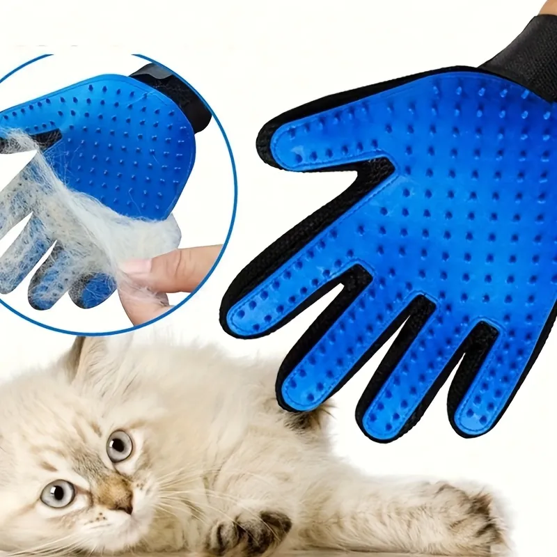 Pet Grooming Glove • Deshedding & Massage Grooming Glove • For Dogs & Cats • Loose Hair Removal Tool