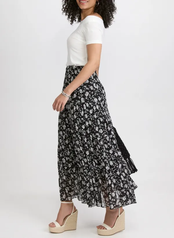 Floral Print Flowy A-Line Skirt