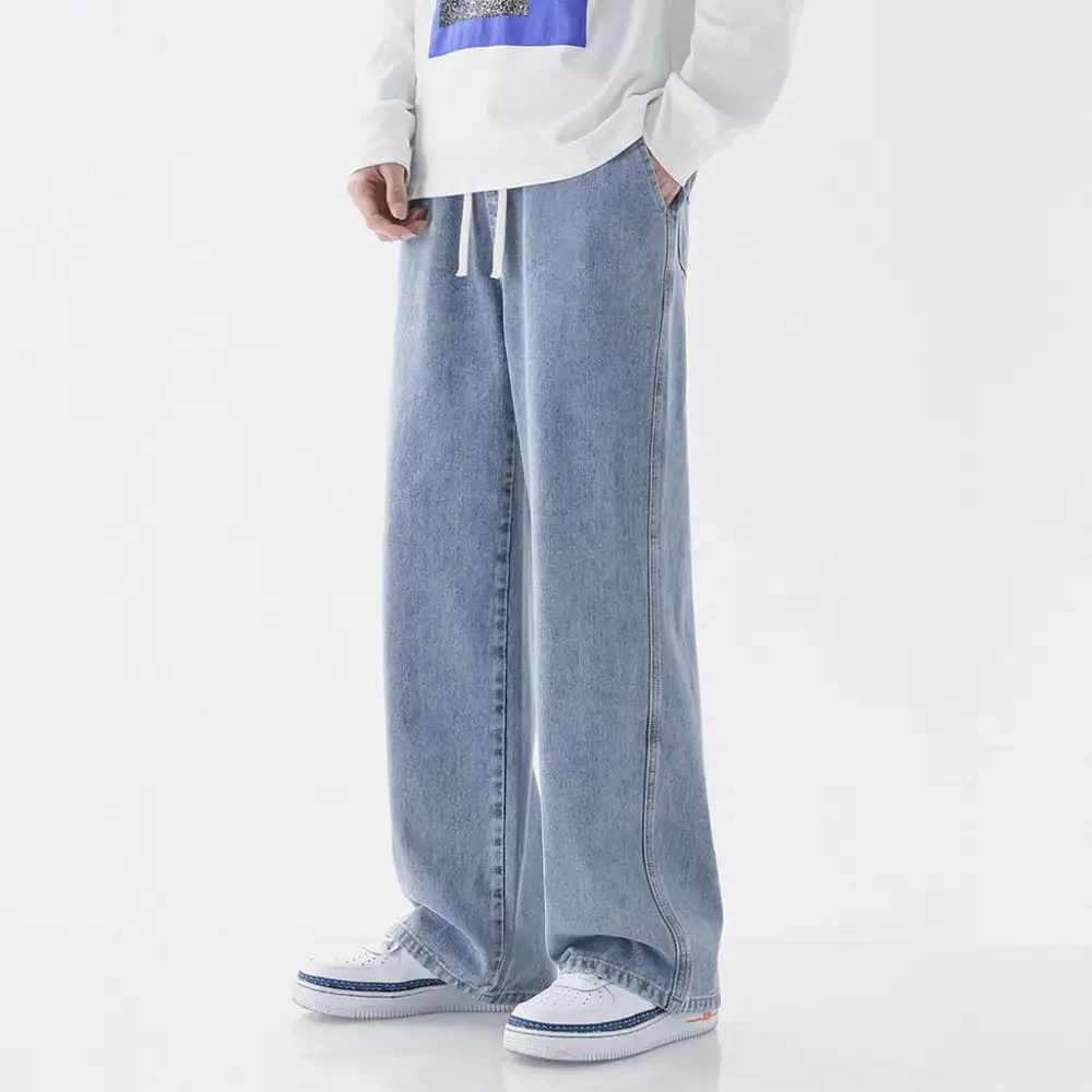 Relaxed Denim Wide Leg Pants