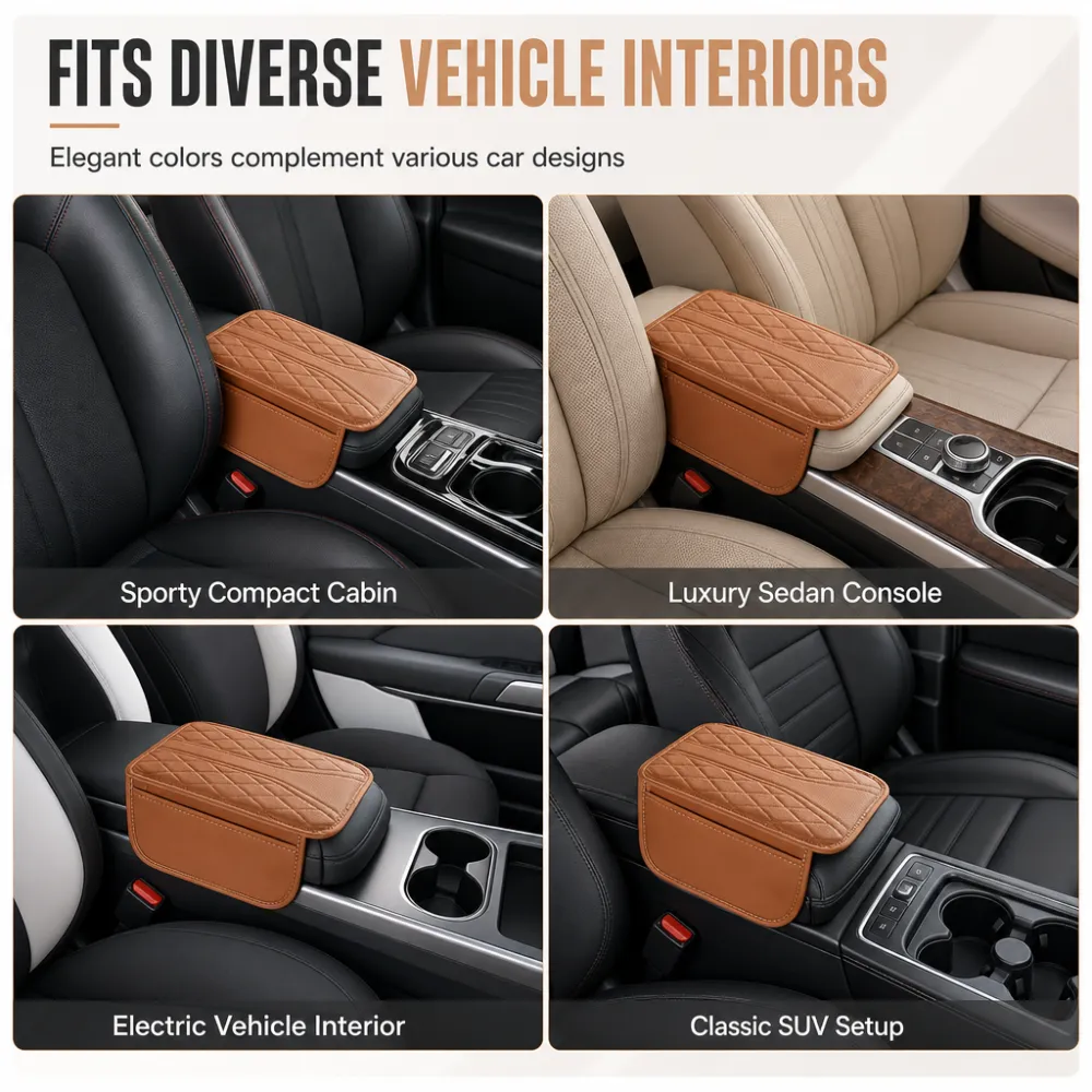 Car Central Armrest Cushion Pad with Storage Pocket