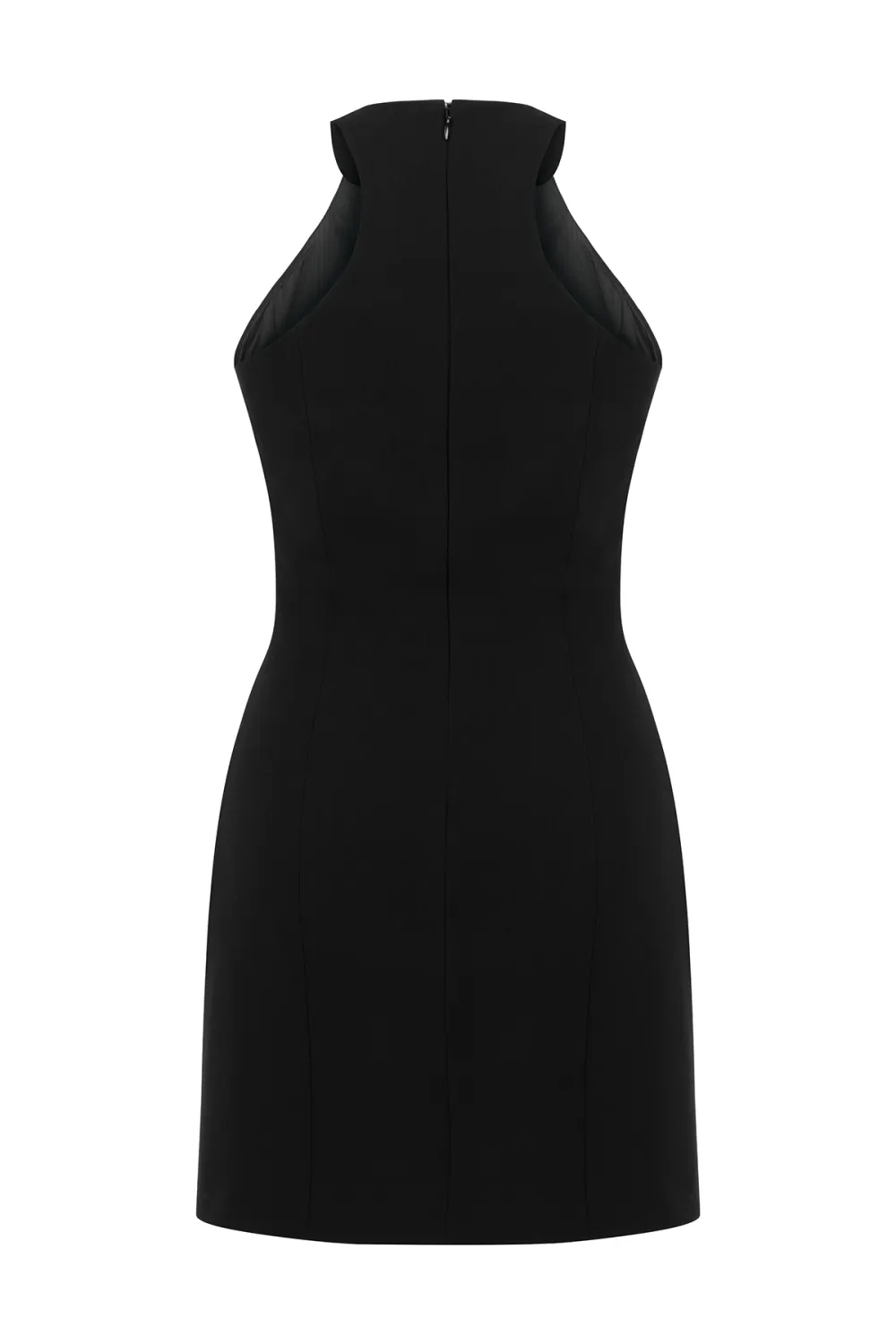 Halter Neck Mini Dress-Black