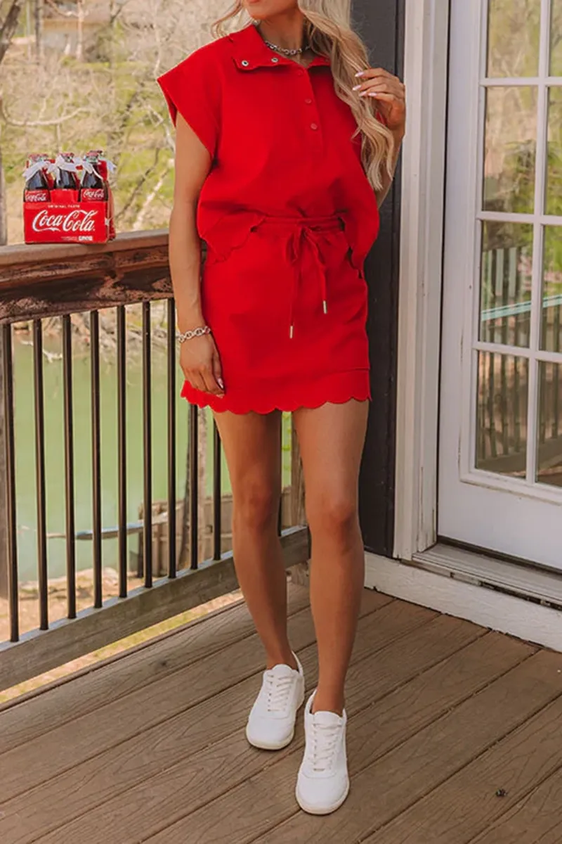 Casual Elastic Waist Commuter Style Skirt
