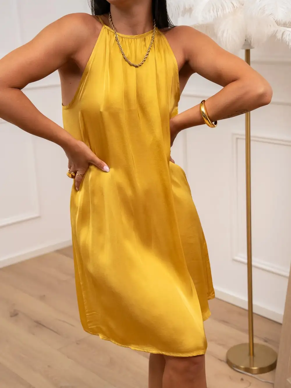 a Line Strappy Viscose Dress