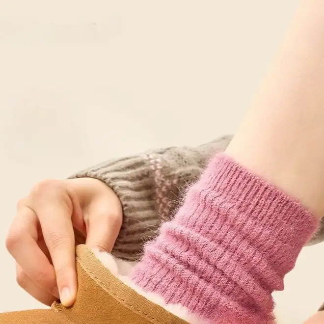 Cozy Heathered Wool Blend Crew Socks