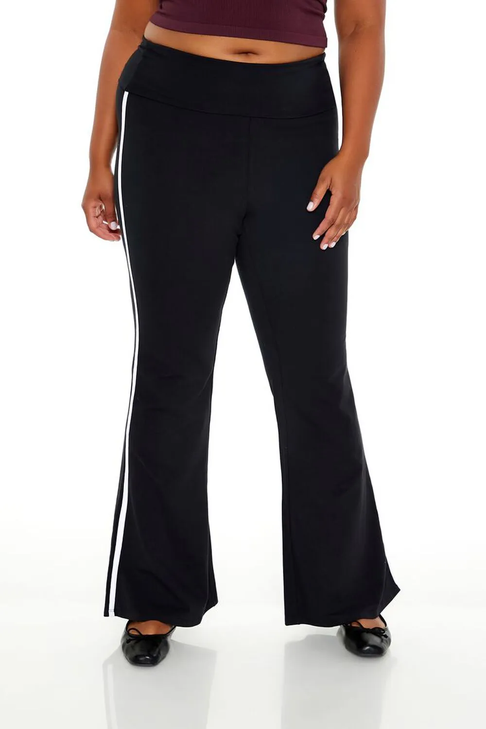 Plus Size Two-Tone Flare Leggings