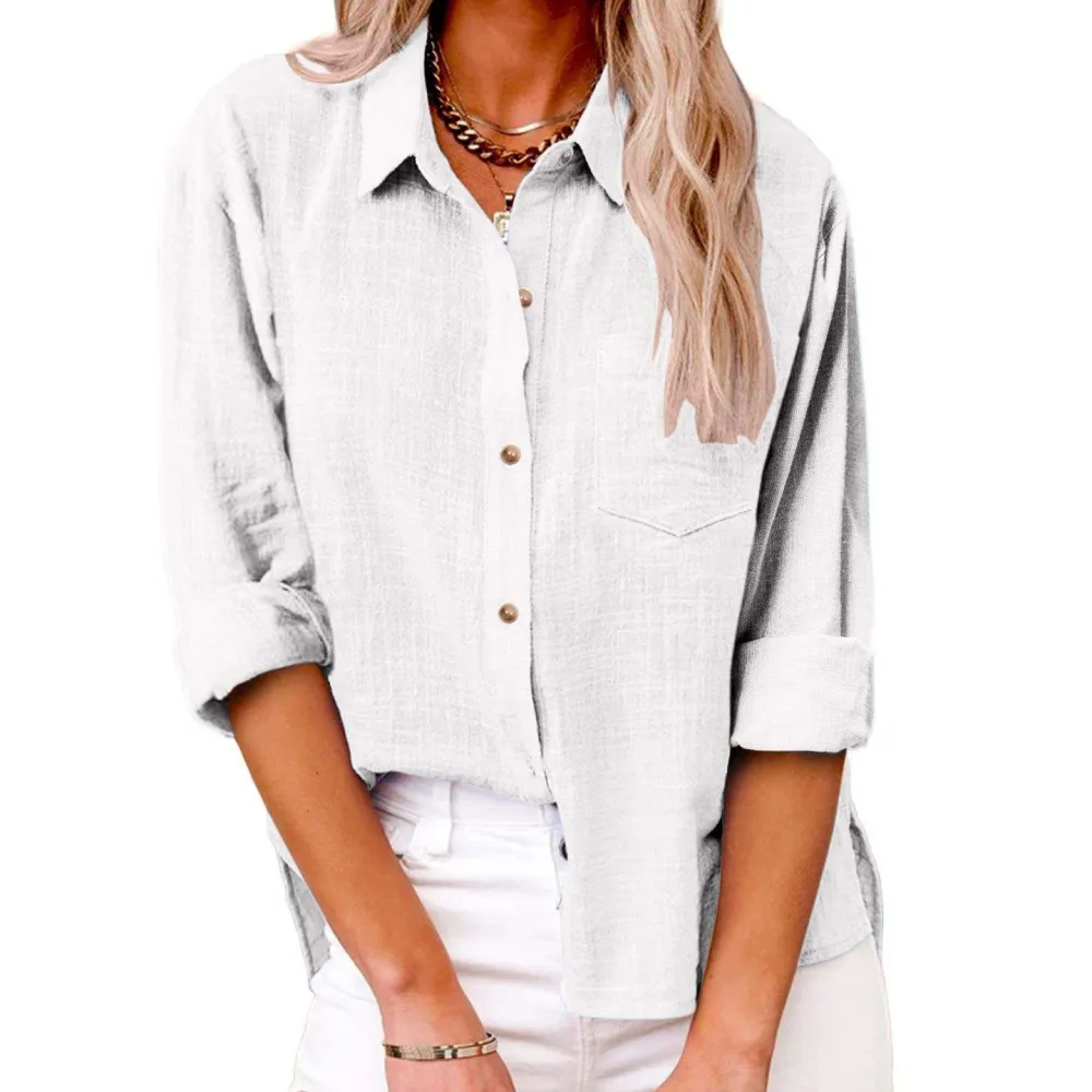 Women’s Linen Blend Button-Up Shirt