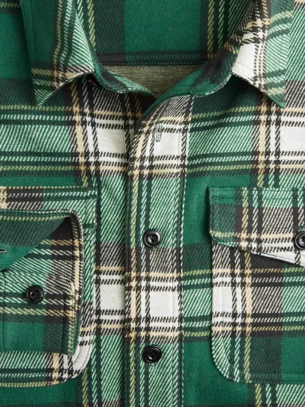 Green And White Plaid Long Sleeve Shirt