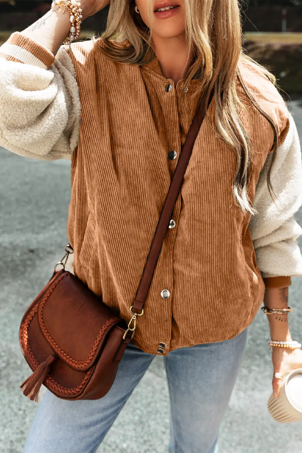 Everyday Fleece Corduroy Button Front Bomber Jacket