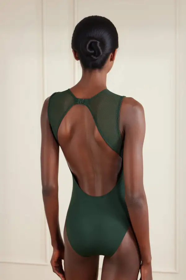 Women’s Statement Backless Mesh Trim One-Piece Swimsuit
