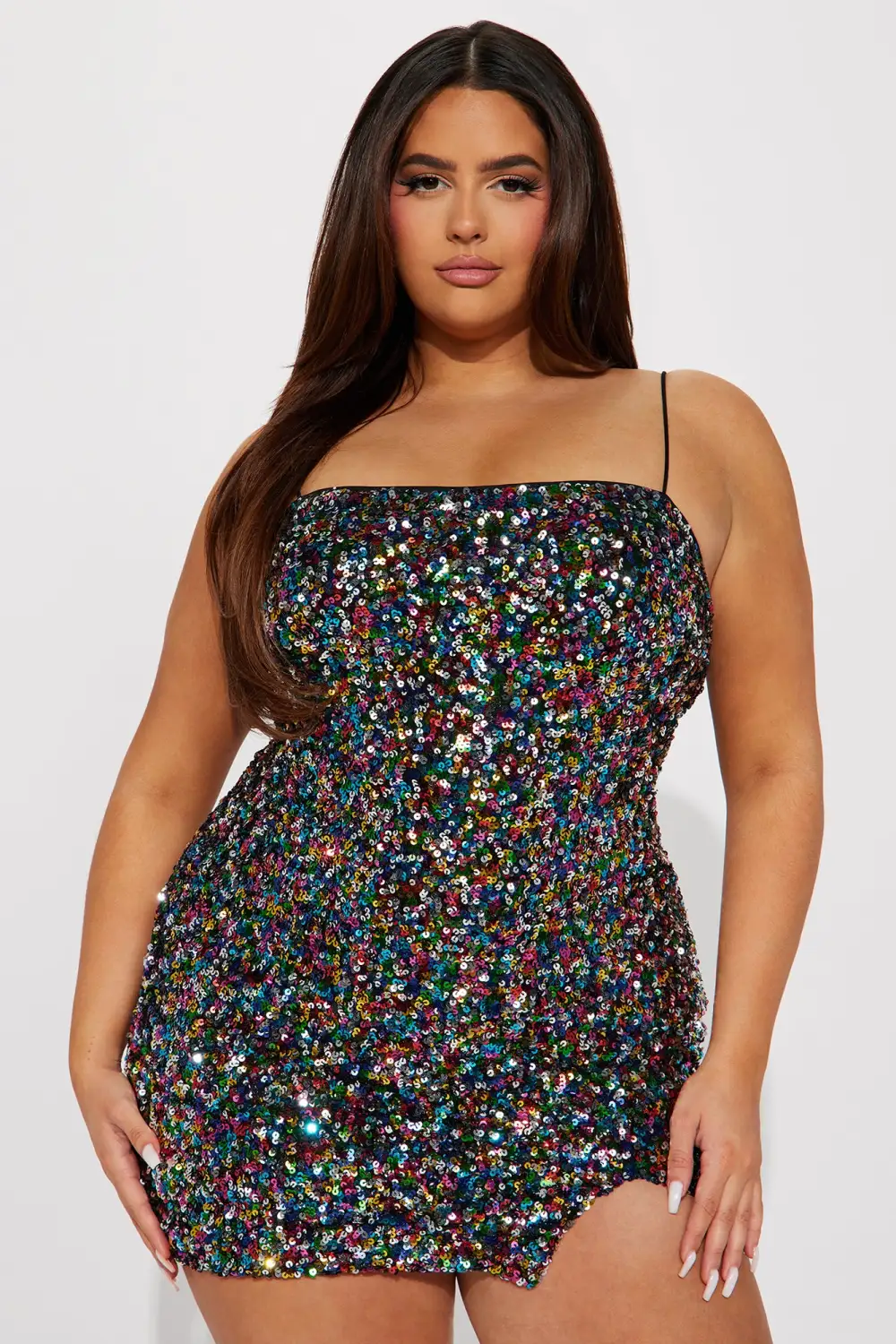 Poppy Sequin Mini Dress - Black/combo