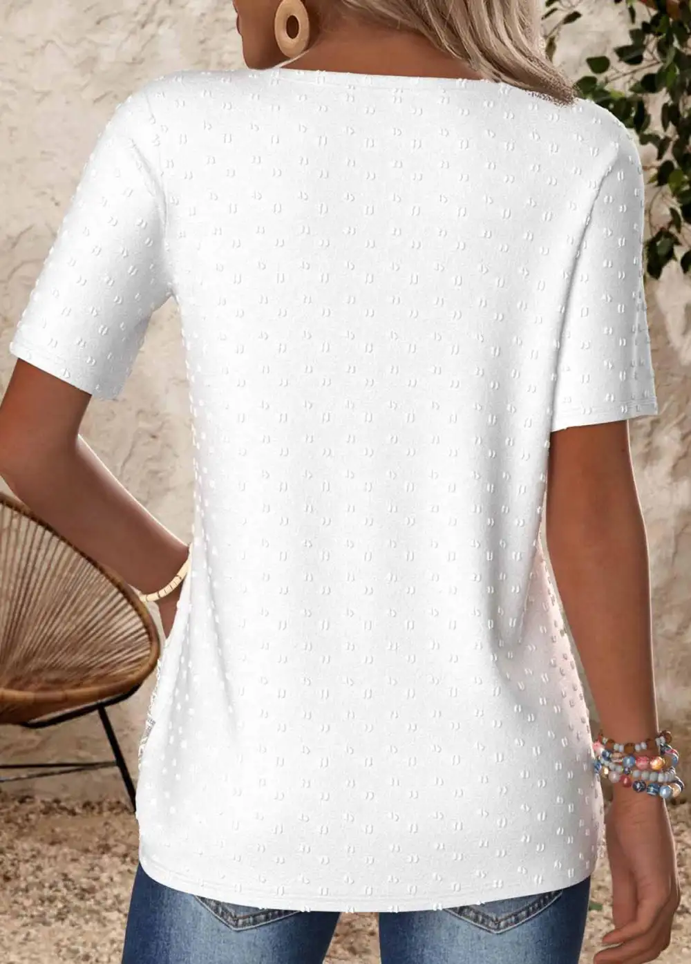 Deep Red Tuck Stitch Ombre Short Sleeve T Shirt