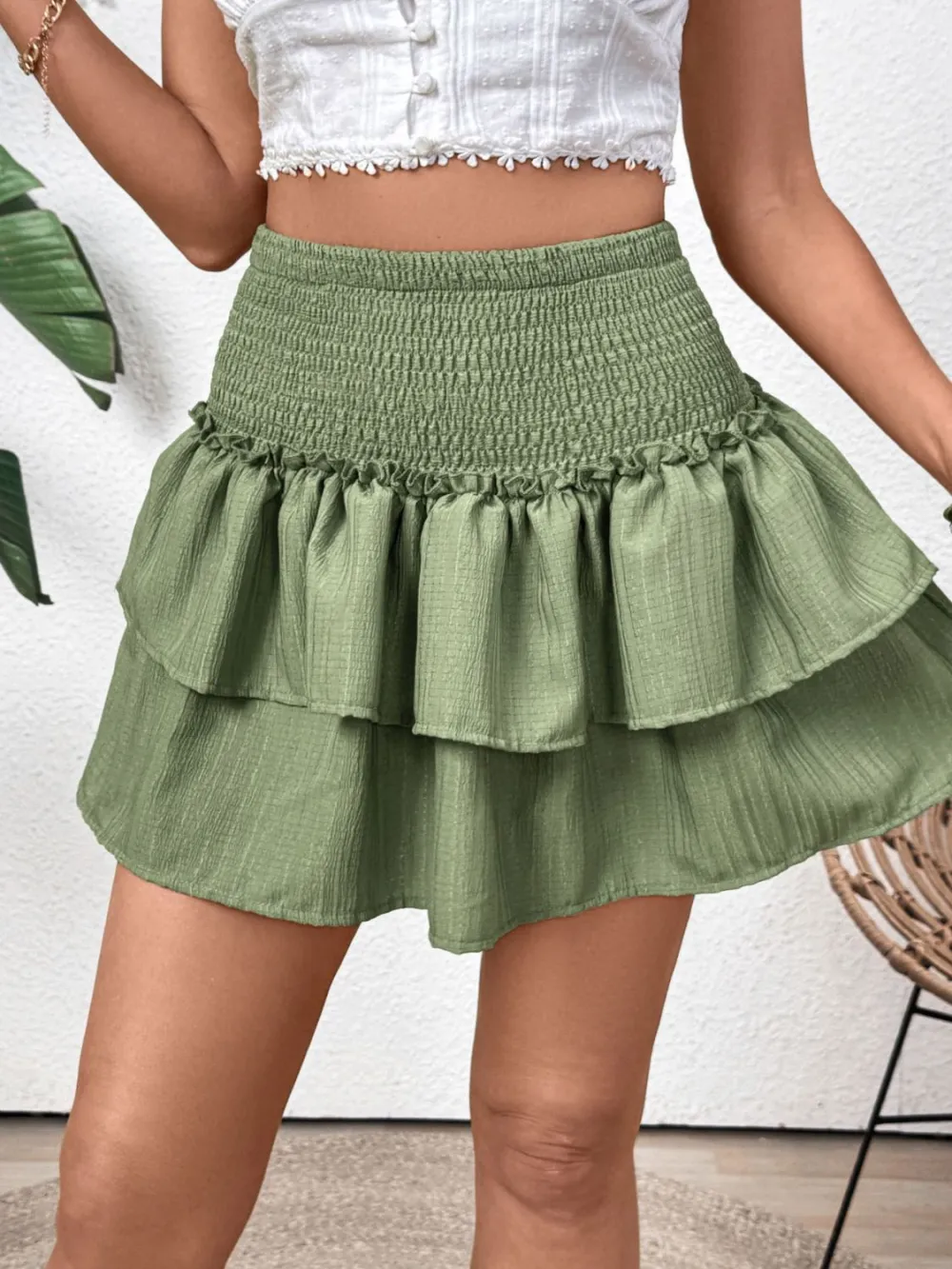 Layered Smocked Mini So Skirt
