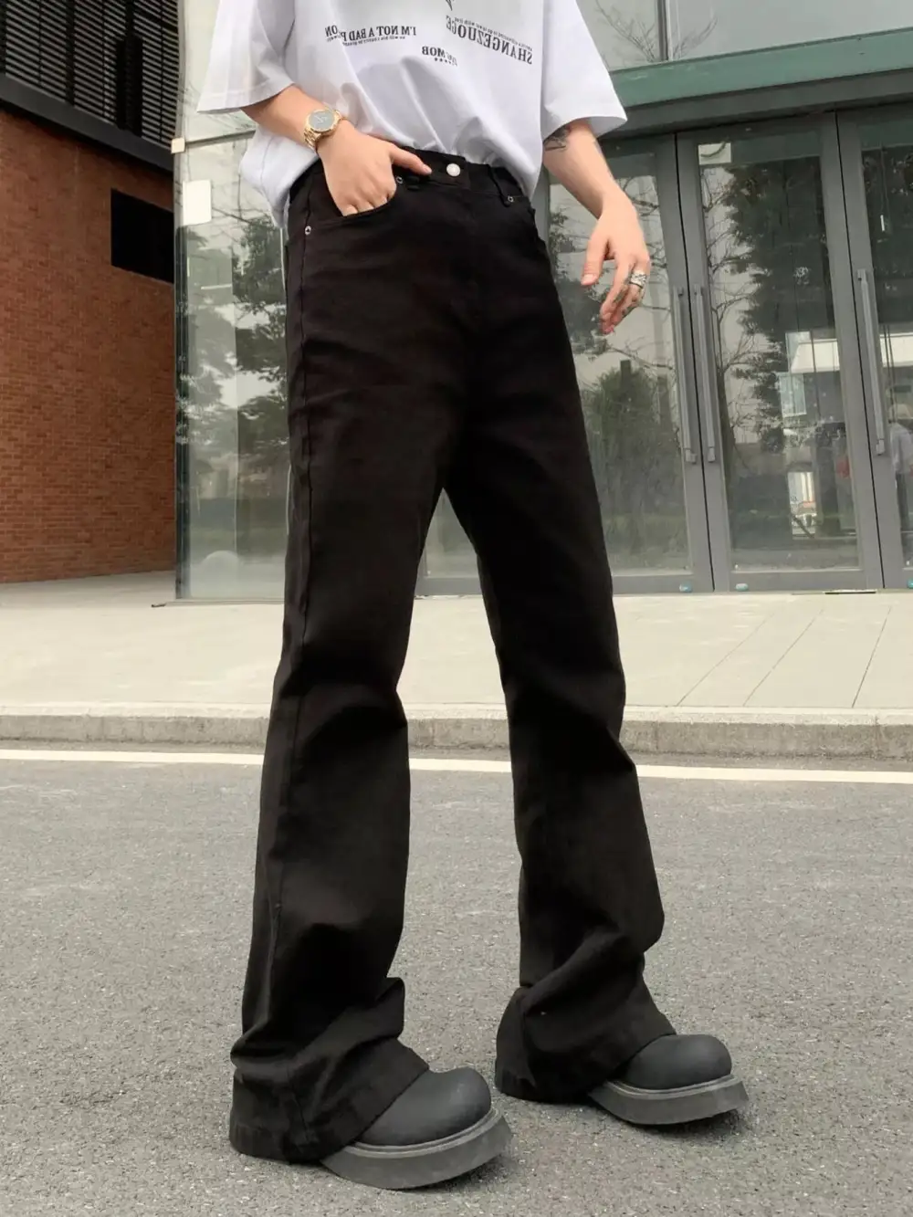 Men's High Waisted Flare Leg Pants