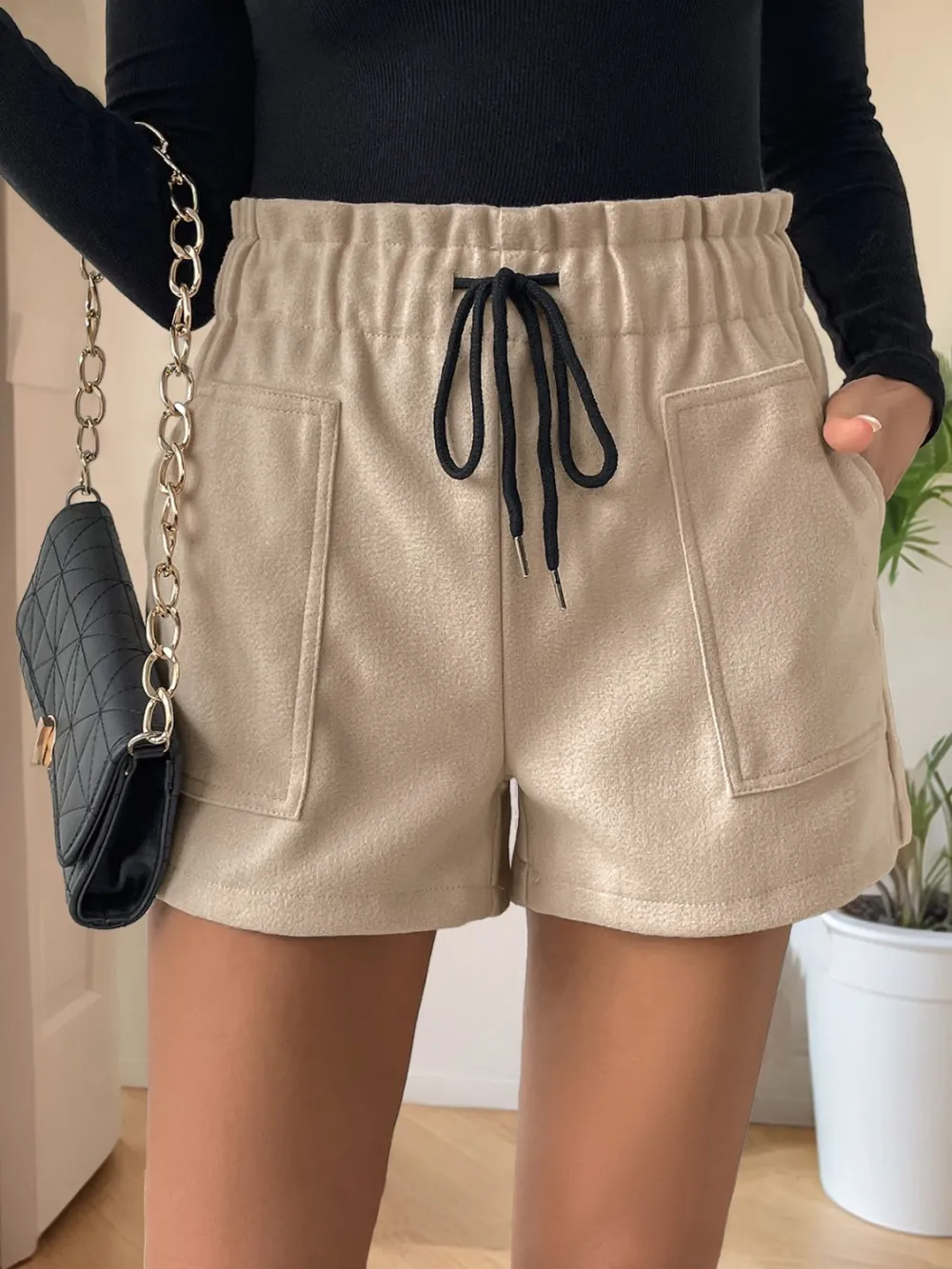 Everyday Frill Drawstring Shorts with Pockets