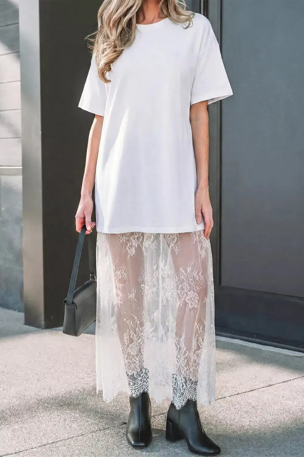 Patchwork Lace Shirt Dress