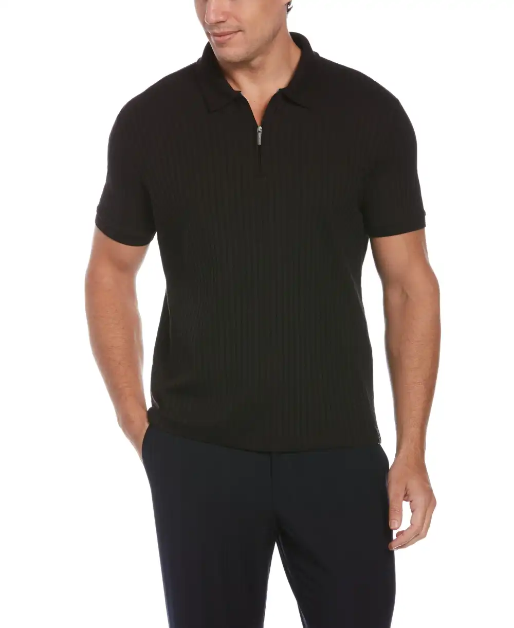 Quarter Zip Ribbed Polo