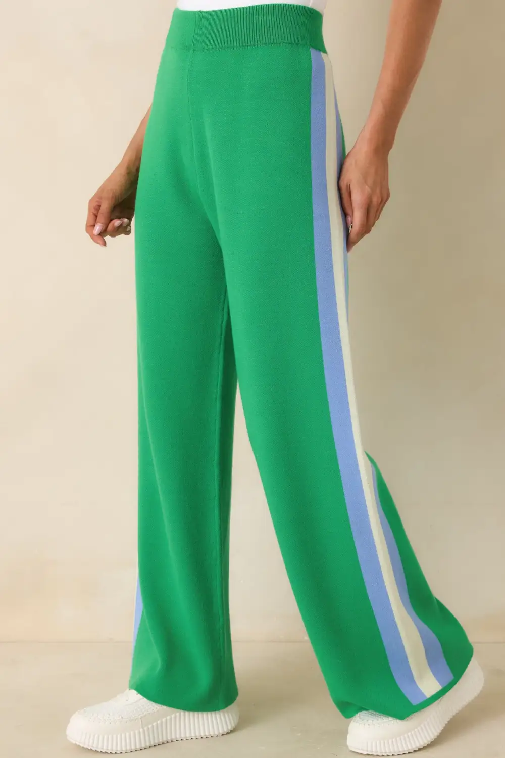 Multicolor Knit Stripe Wide Leg Pants