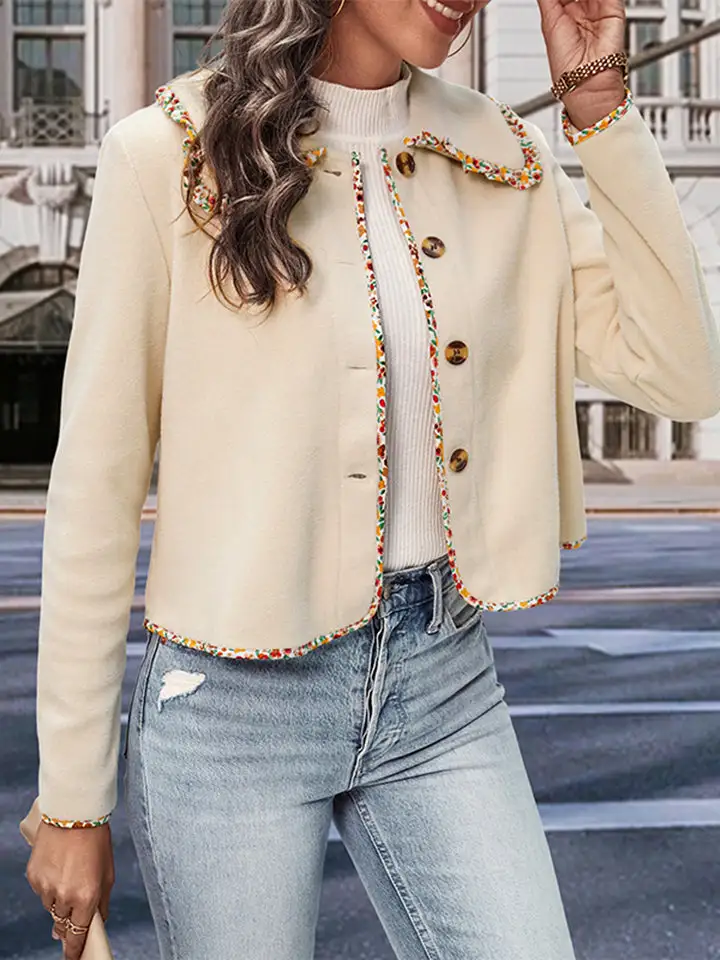 Collared Button-down Long-sleeve Jacket