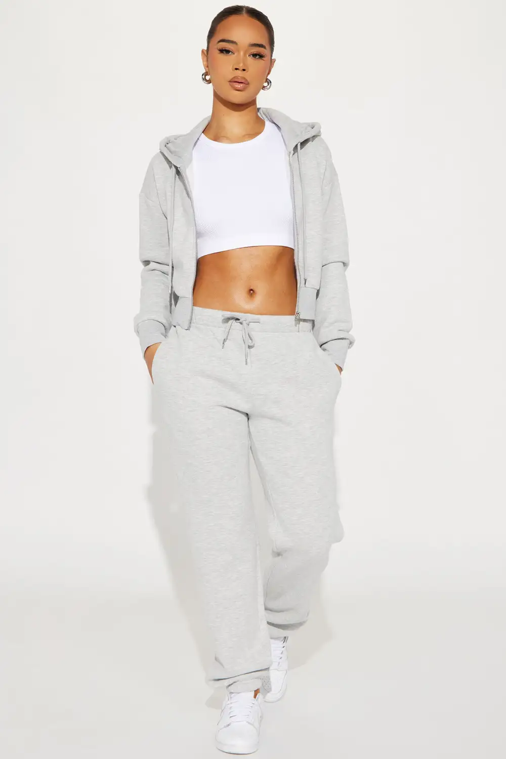 Brianna Jogger Pant Set - Heather Grey