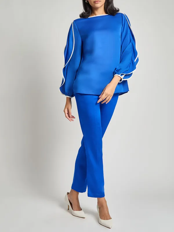 Sleeve Slit Boat Collar Shirt