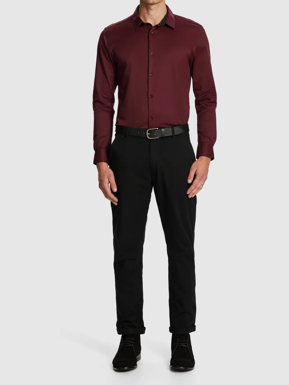 Burgundy Slim Fit Long Sleeve Shirt