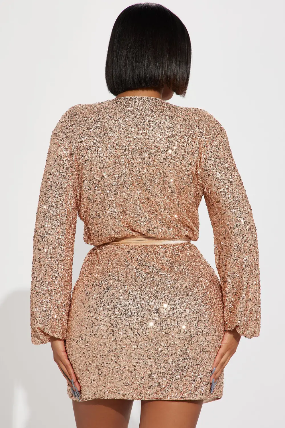 Wrap It Up Sequin Mini Dress - Gold