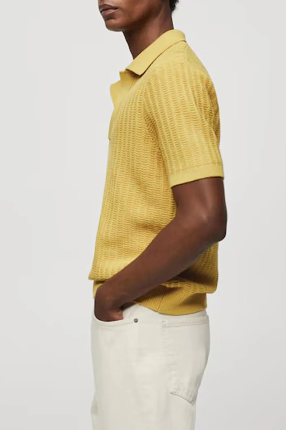 Braided Knit Polo Shirt