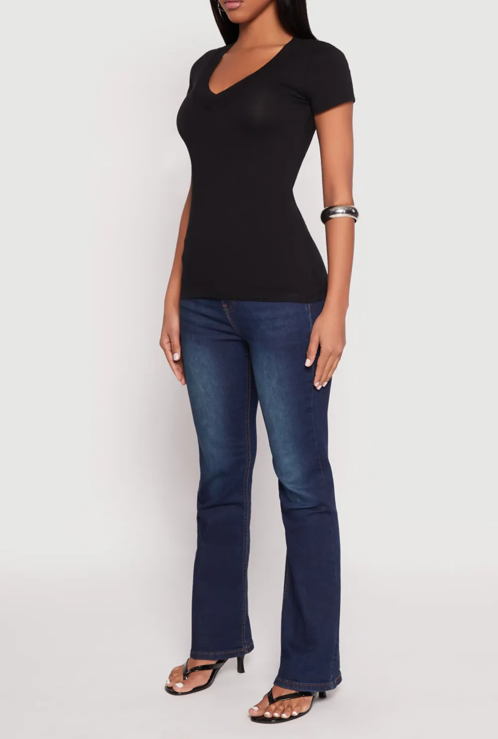 V-Neck Solid Color T-Shirt