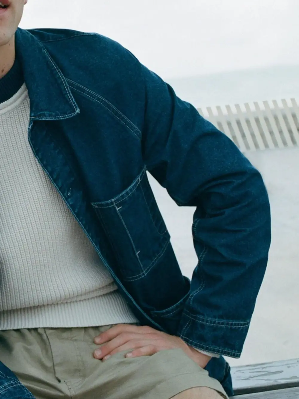 Dark Blue Denim Button Front Jacket