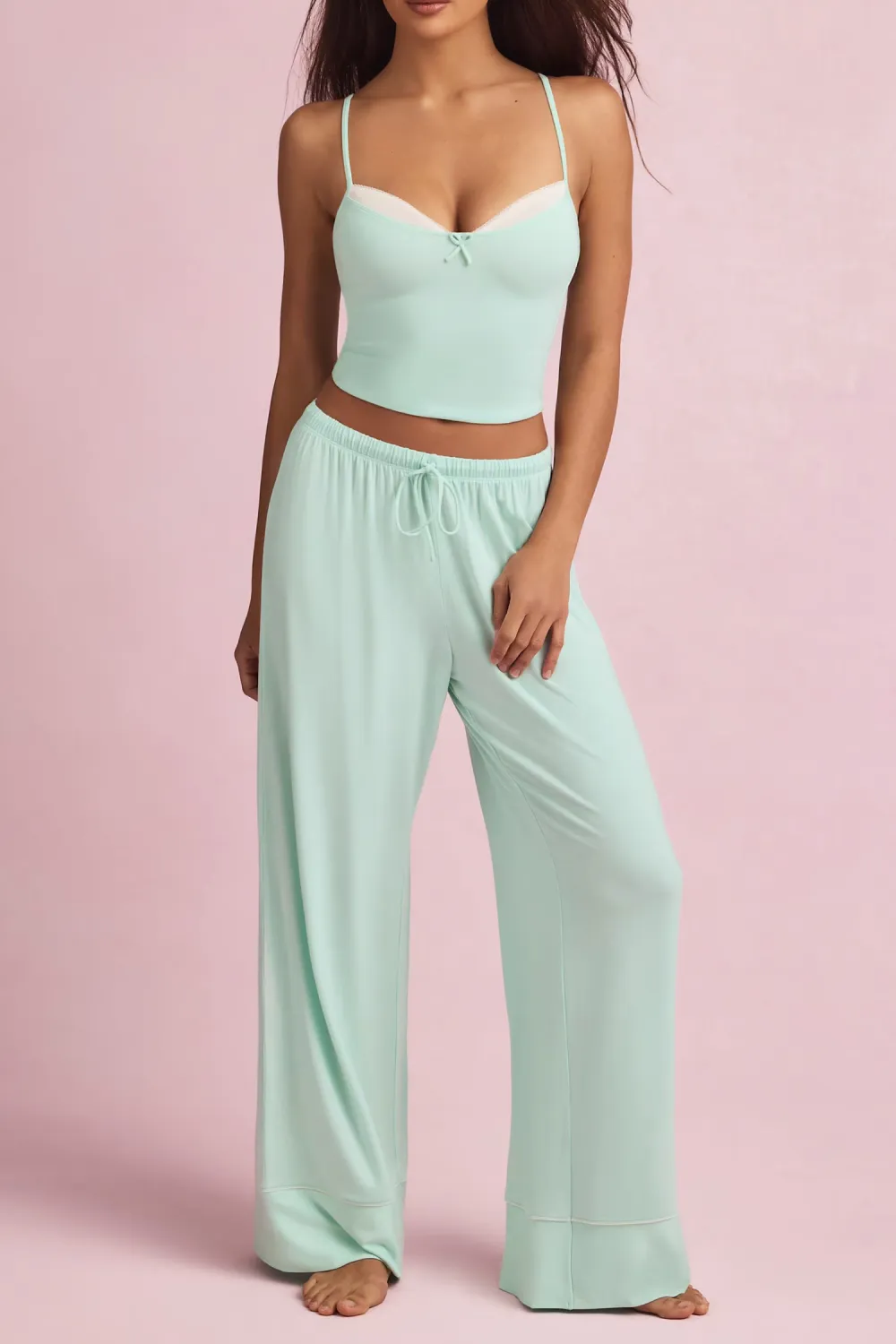 Relaxed Fit Elastic Waist Loose Trousers