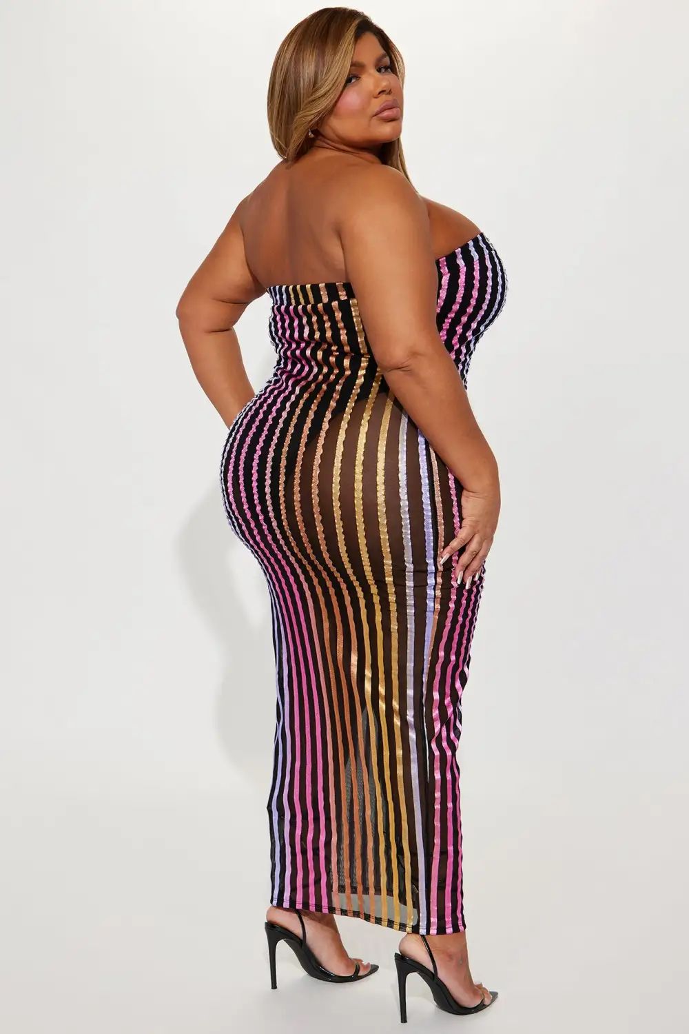 Julia Striped Maxi Dress - Black/combo