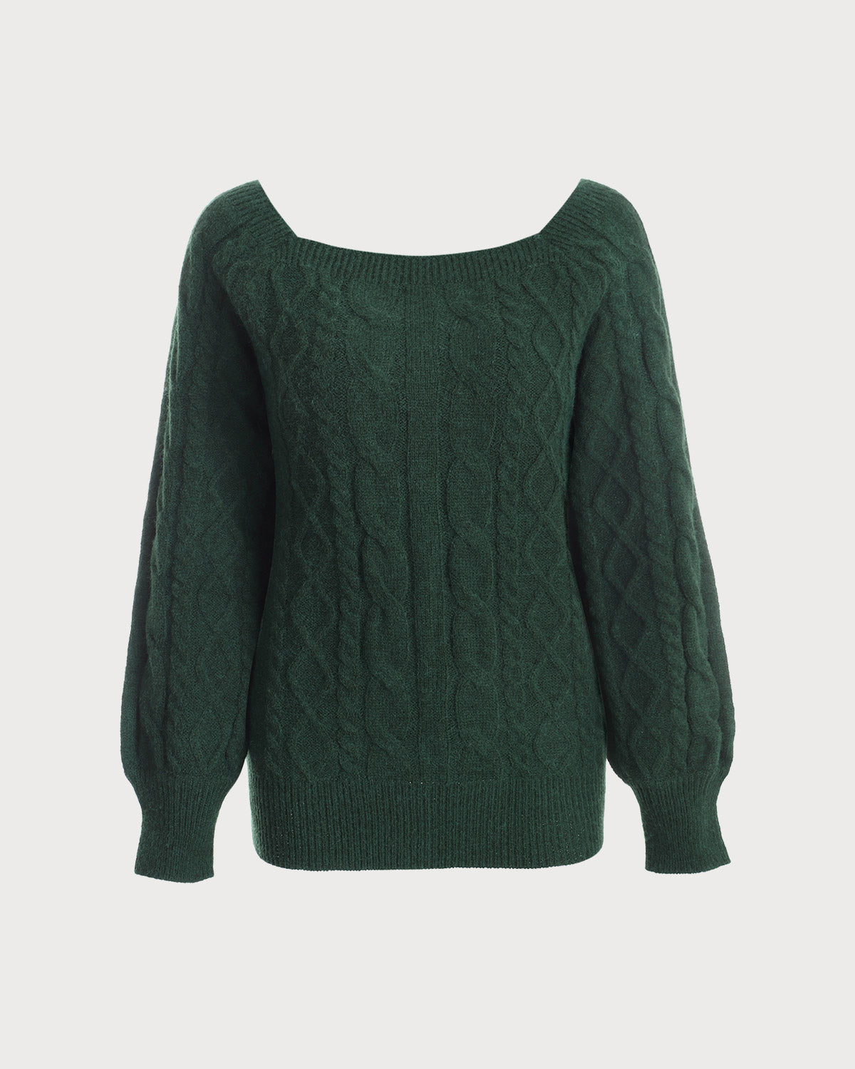 Green Romance Cable Knit Crew Sweater