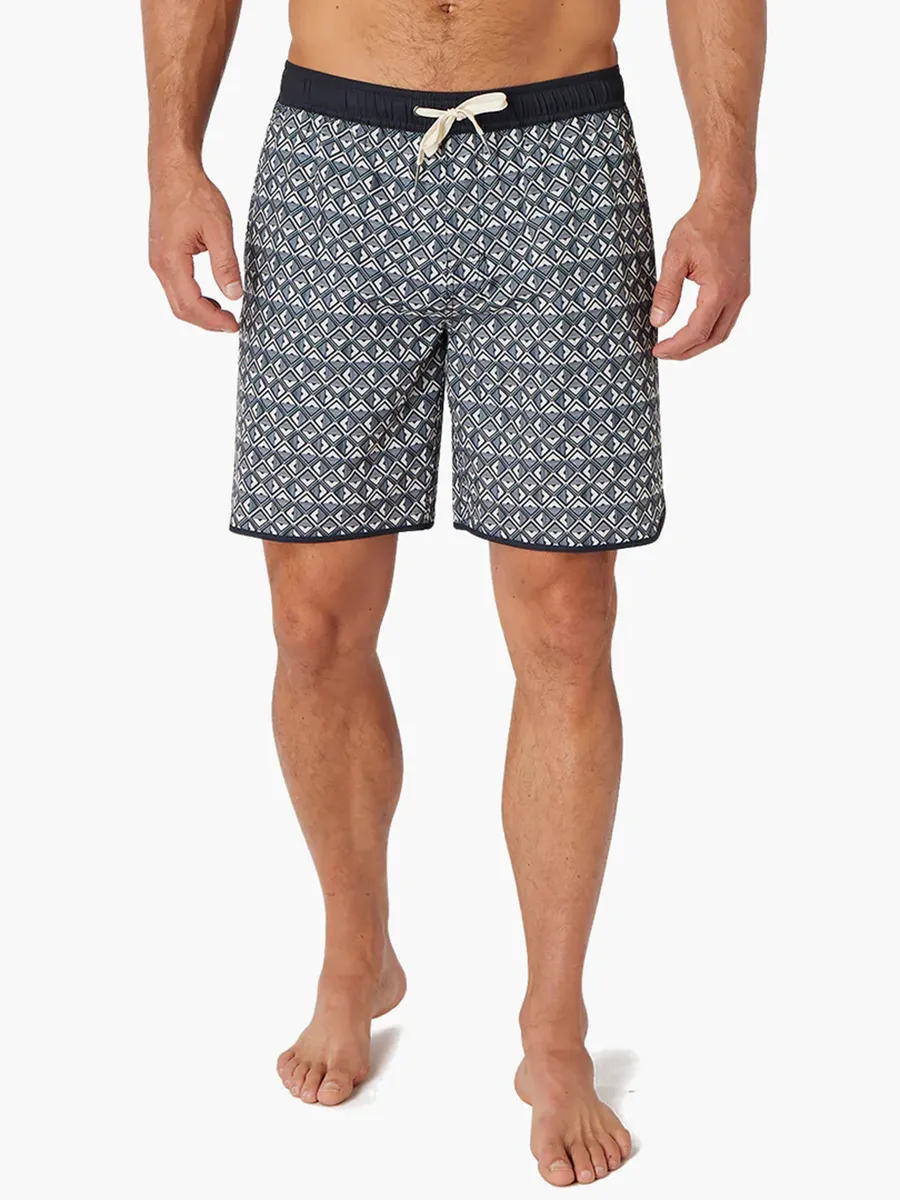 Men's Black Geo Beach Shorts