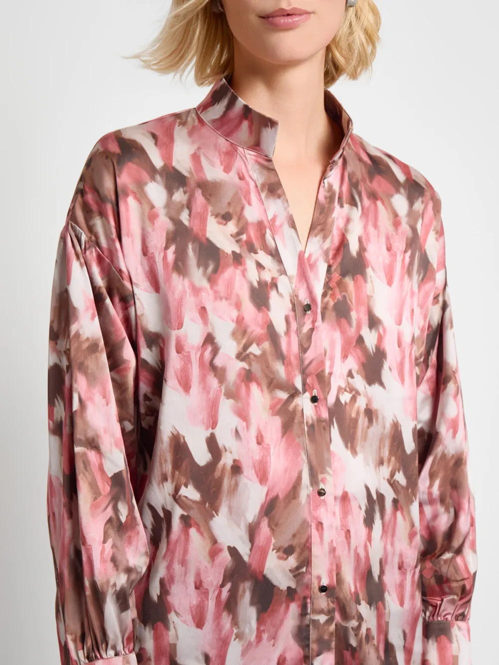 Stand Up Collar Printed Shirt