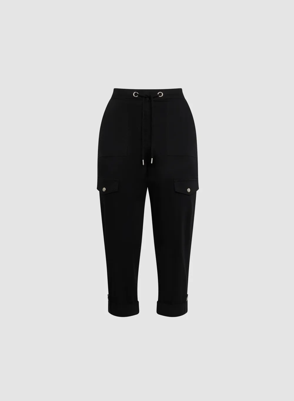 Drawstring Waist Three-Quarter Length Pants