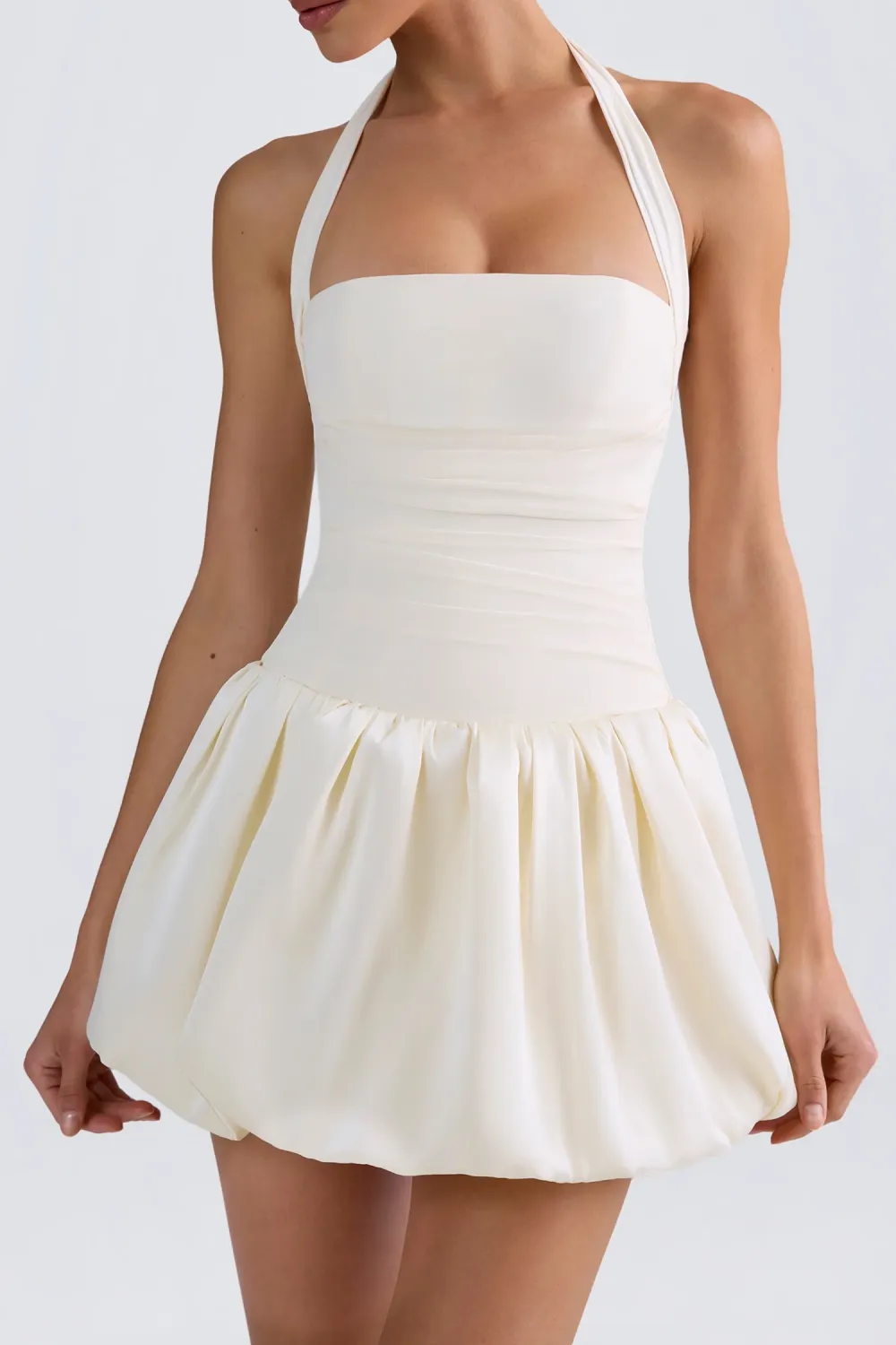 Playful Mini Bubble Skirt Halter Neck Dress