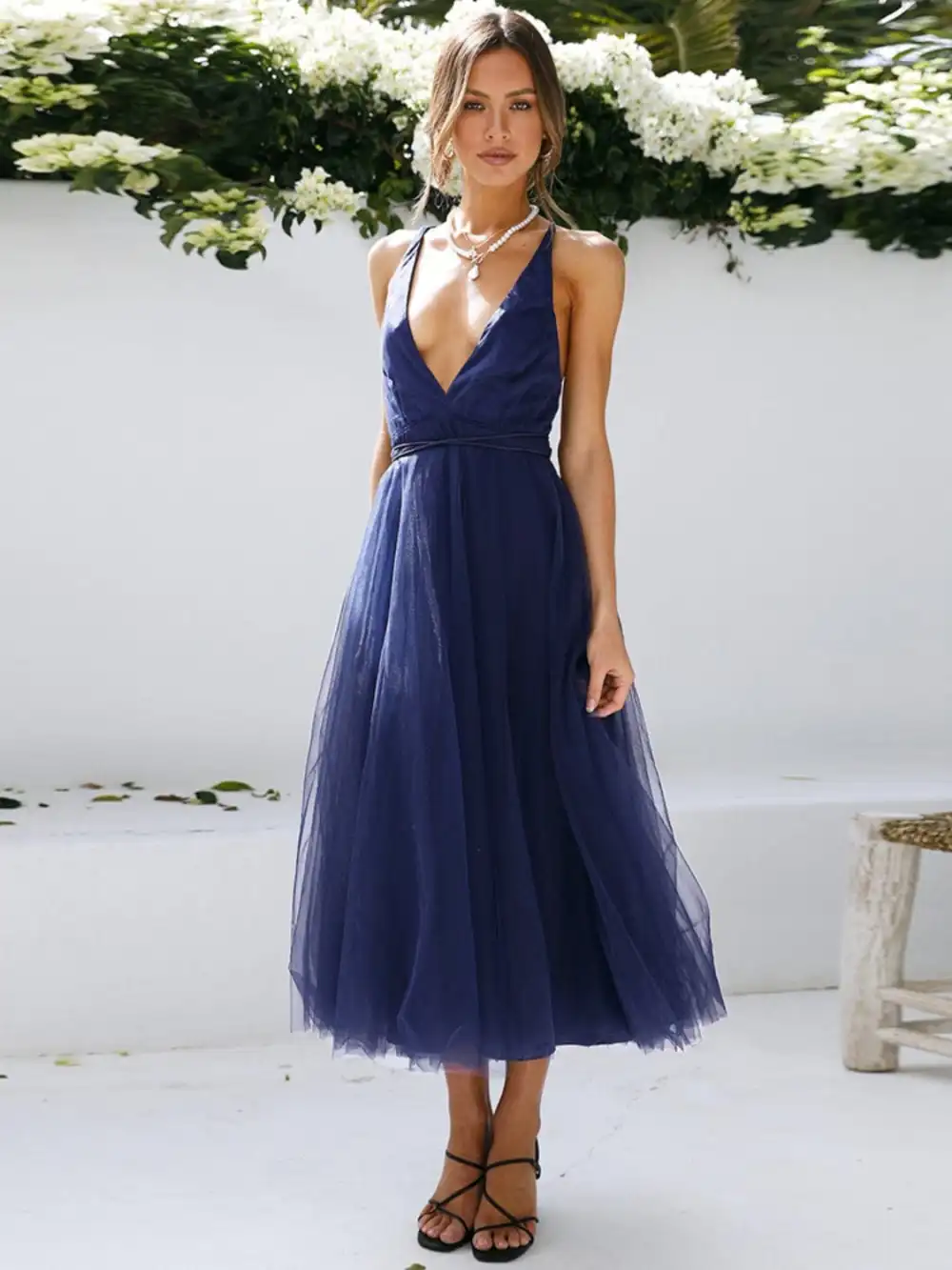 GYPSY-Backless Crisscross Sleeveless Midi Dress