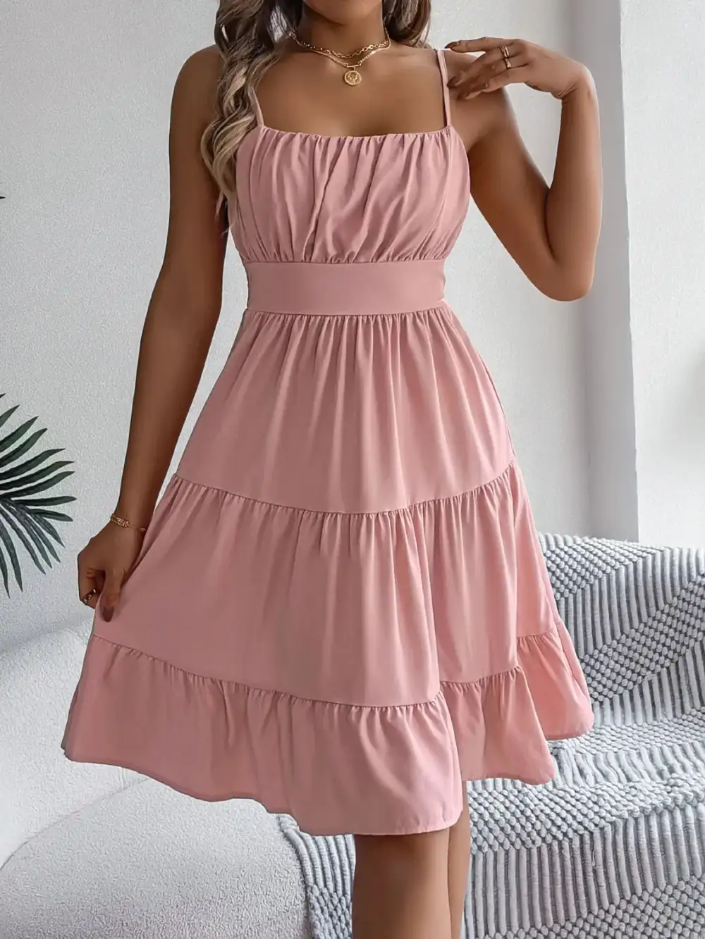 Easy Tie Detail Smocked Dress