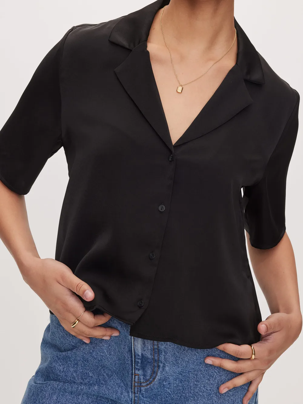 Casual Style Satin Shirt