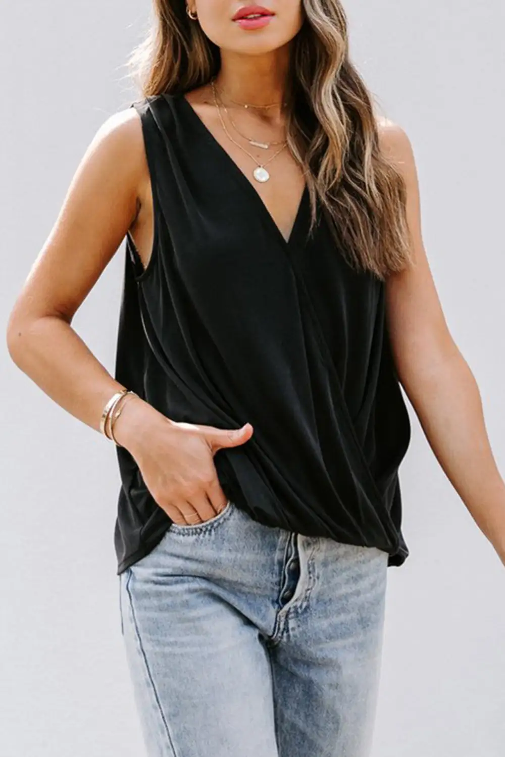 Surplice V Neck Tank Top