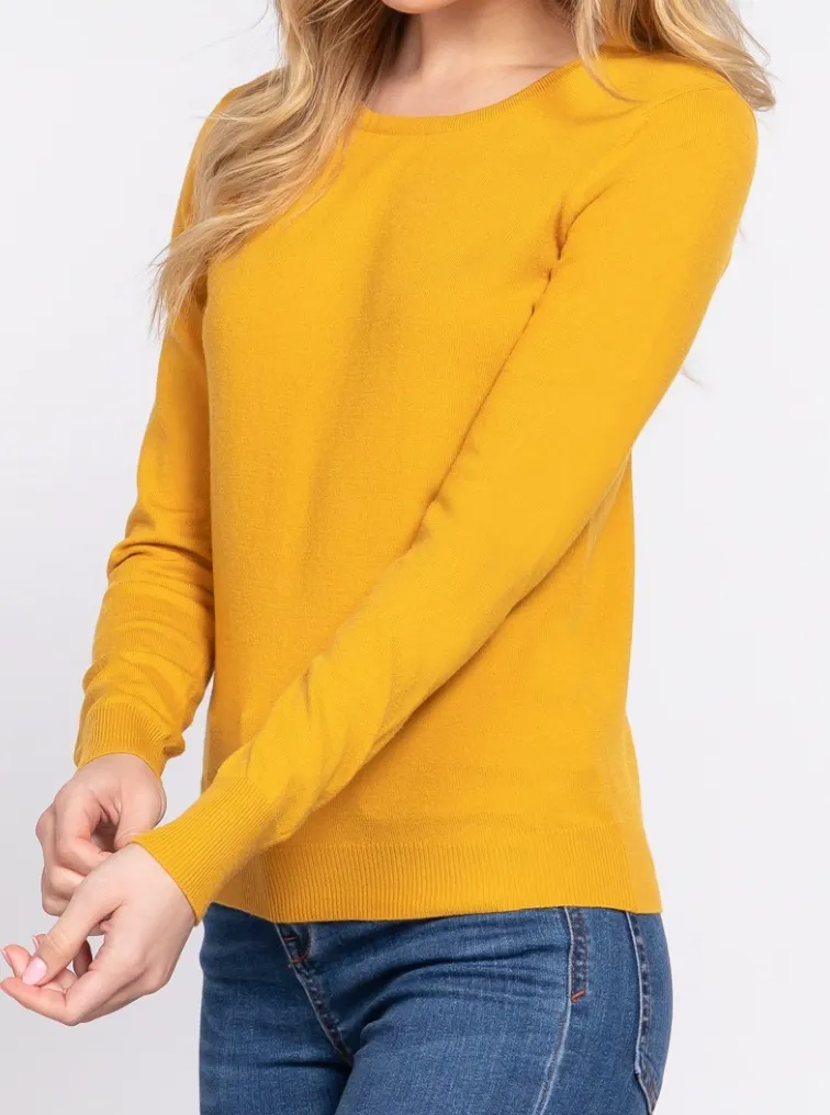 Deep Mustard Crew Sweater
