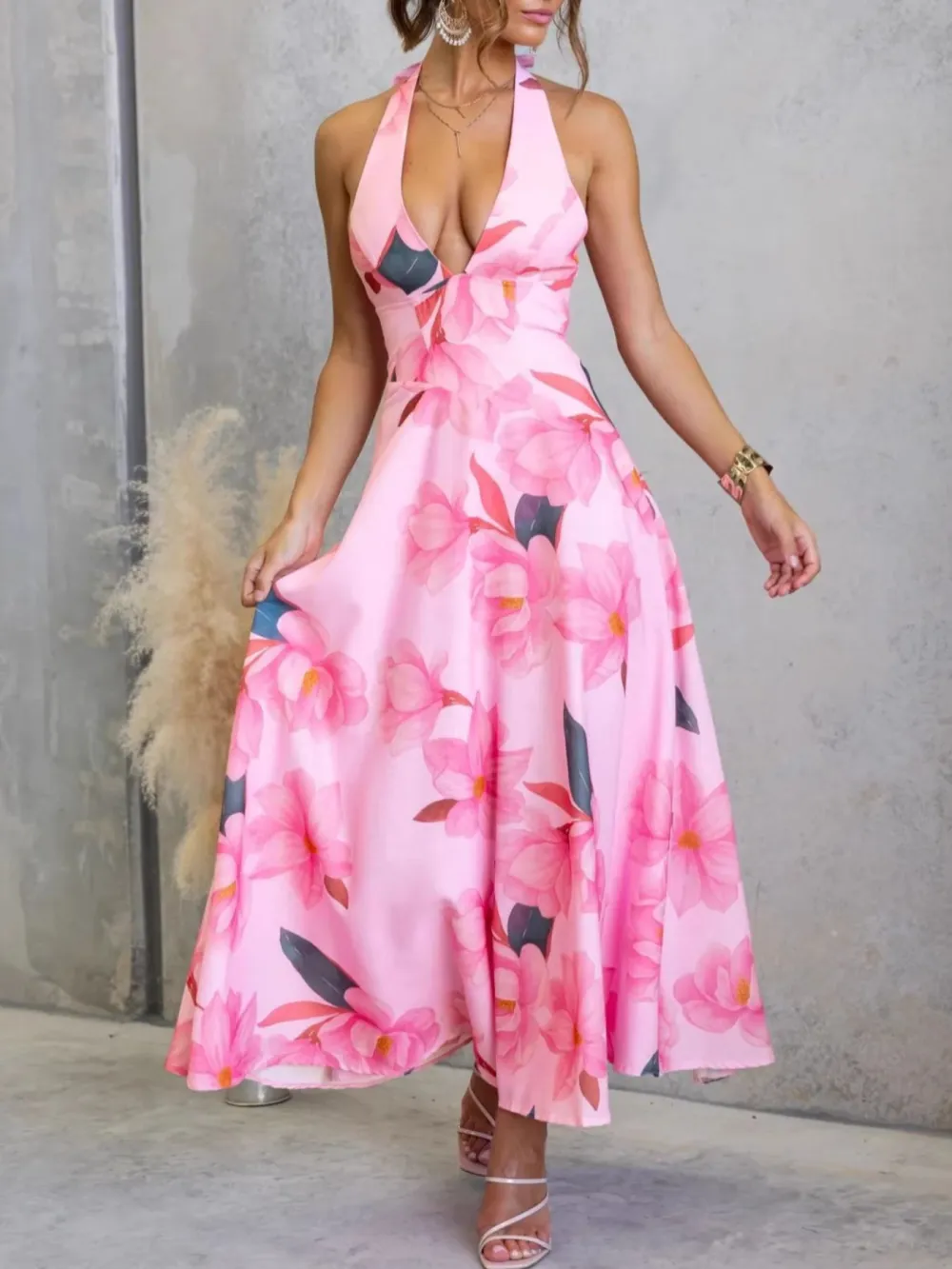 Clean Line Floral Printed Maxi Dress