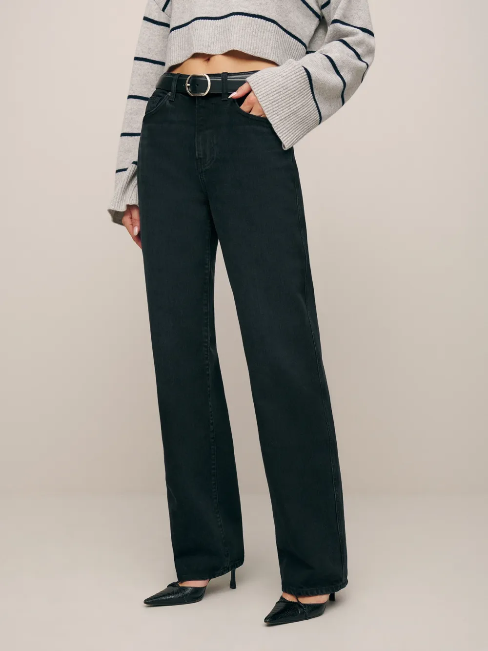 Dark Wash High Rise Straight Jeans