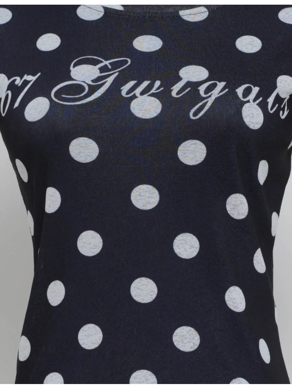 Chic Polka Dot Round Neck Short Sleeves Top