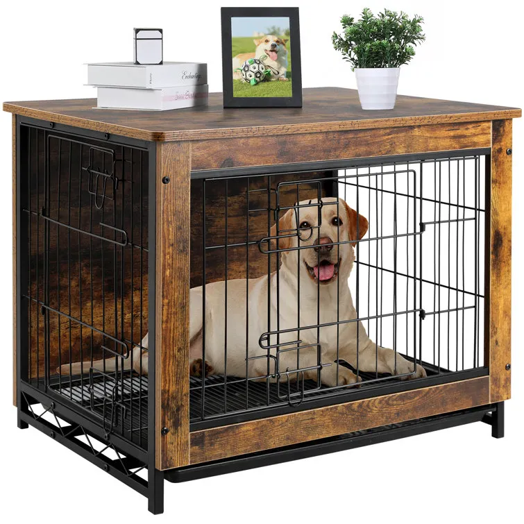 Pirecart Dog Crate Furniture, Side End Table, Modern Kennel, Wooden Heavy-Duty Dog