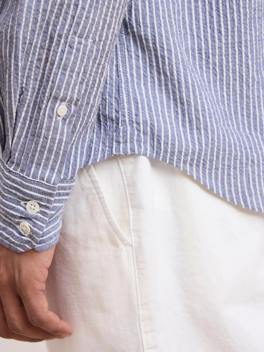 Casual soft and comfortable navy blue striped shirt
