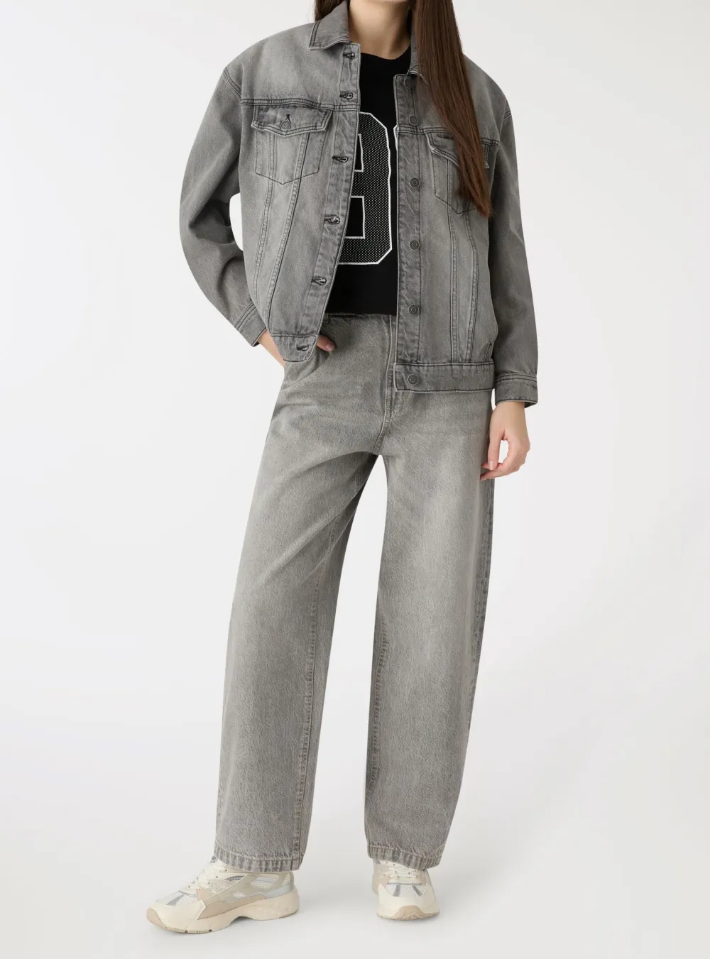 Faded Oversized Denim Utility Jacket