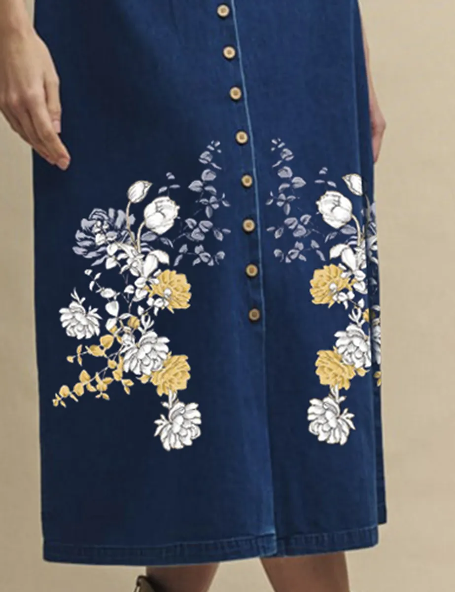 Dark Denim Daisy Midi Dress