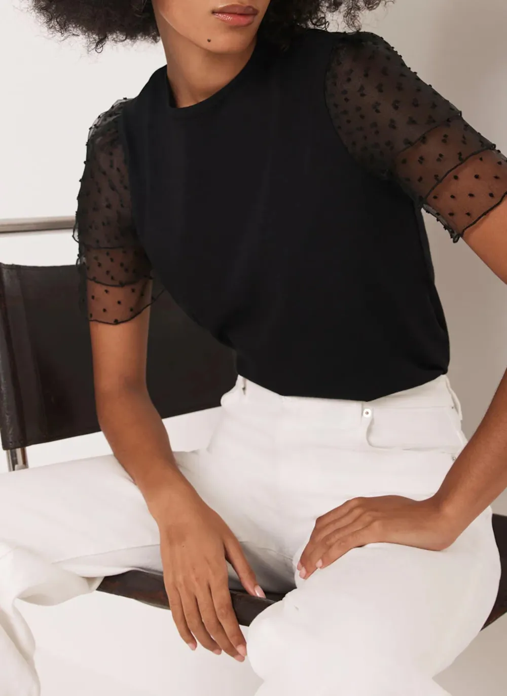 Casual Style Black Cotton T-Shirt